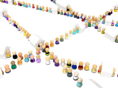 Çizgi film kalabalık, eve geçiş