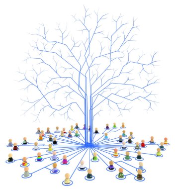 Cartoon Crowd, Link Tree Roots clipart