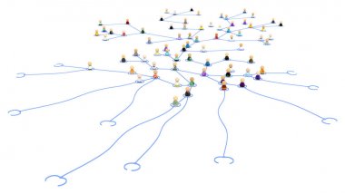 Çizgi film kalabalık, ağ Tentacles