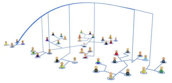 Multidão dos desenhos animados, Linhas de ligação a cair — Fotografia de Stock