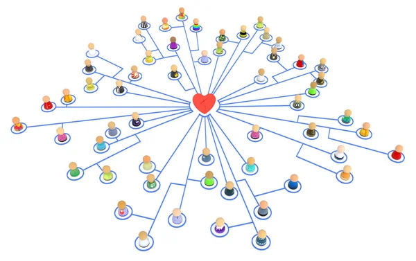 Rajzfilm tömeg, Link rendszer szív — Stock Fotó