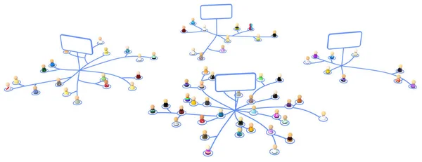 Sistema de multidão de desenhos animados, redes de sinal — Fotografia de Stock