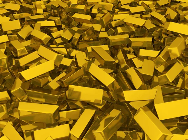 Goldbarren verstreut — Stockfoto