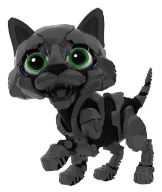 Robotik yavru kedi, siyah