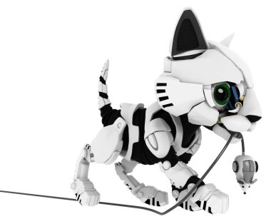 Robotik yavru kedi, fare yakalandı