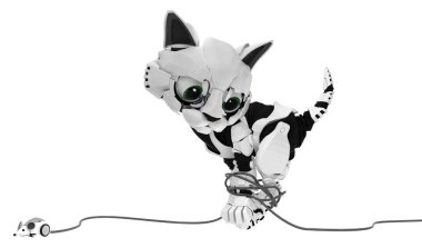 Robotik yavru kedi, fare dolaşmış