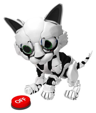 Robot kedi yavrusu, kapama düğmesi