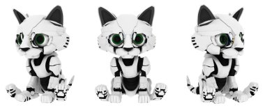 Robot kedi yavrusu, pozlar oturan