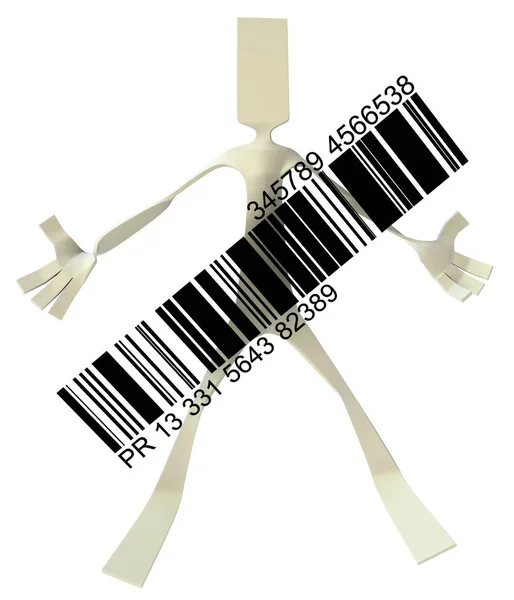 Papier Man figuur, streepjescode — Stockfoto