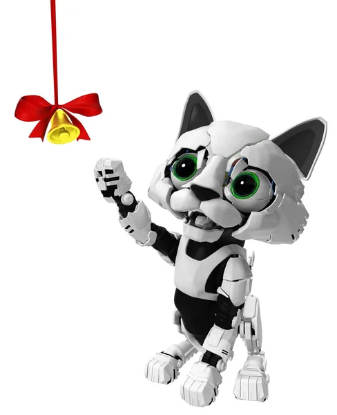 Robotic kotek, Bell wstążki — Zdjęcie stockowe
