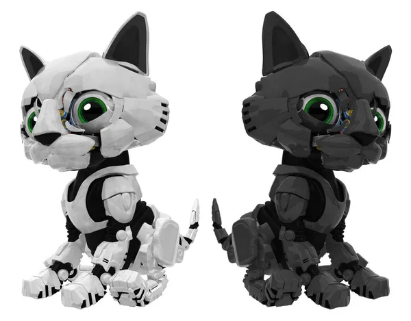 Gattino robotico, bianco e nero — Foto Stock