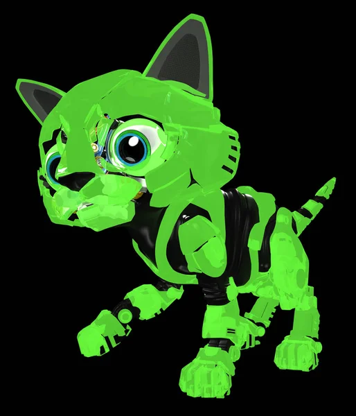 Gattino robotico, verde bagliore — Foto Stock