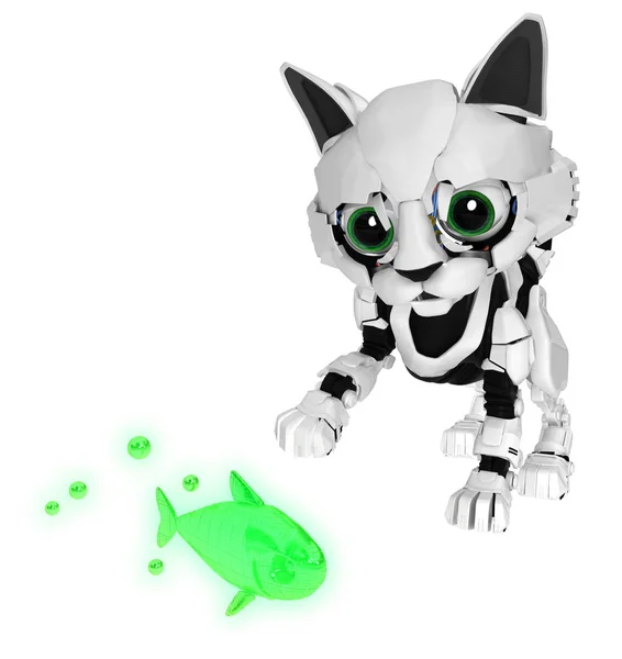 机器人小猫, 虚拟鱼 — 图库照片