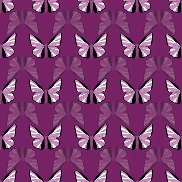 Modelo sin costuras con mariposas púrpuras — Vector de stock