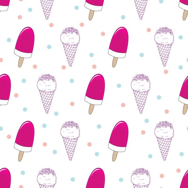 白を基調としたアイスクリームのシームレスなパターン — ストックベクタ