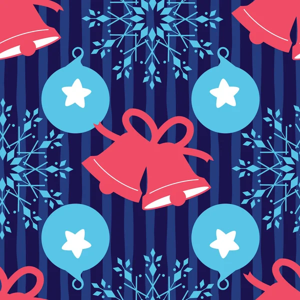 装飾品や雪の結晶イラストとクリスマスのためのシームレスなパターン — ストックベクタ