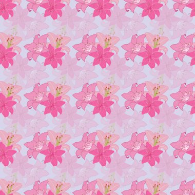 Pembe zambak çiçeklerinin pürüzsüz vektör deseni.