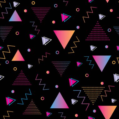 Kusursuz desenli renkli geometrik şekiller, üçgen, zigzag, daire
