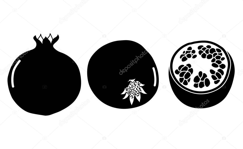 Pomegranate vector illustration silhouette isolated on white