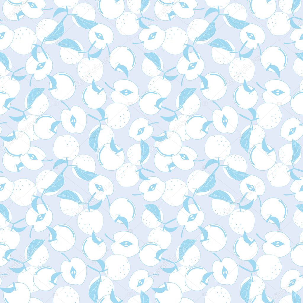 Seamless pattern with blue and white apples vector illustration
