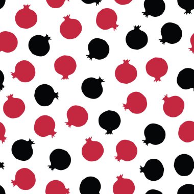 Nar kırmızısı ve siyah siluetler pürüzsüz desenli çizimler