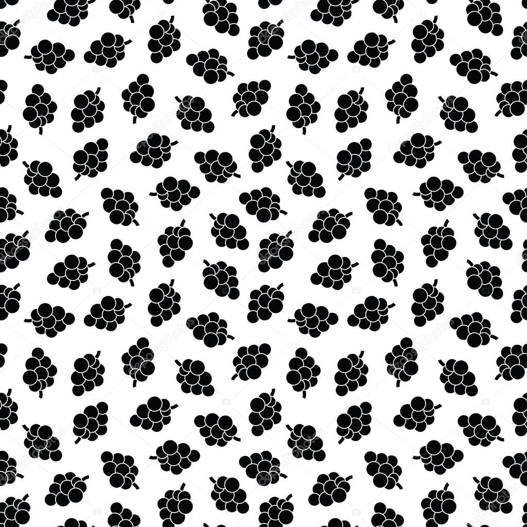 Seamless pattern with black and white grapes illustration