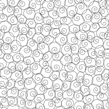 Çember karalamalarının soyut, kusursuz deseni. spiral karalama resimleme arkaplanı
