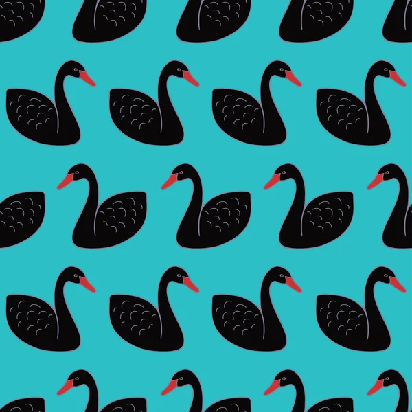 Yeşil arkaplanda siyah kuğu deseni