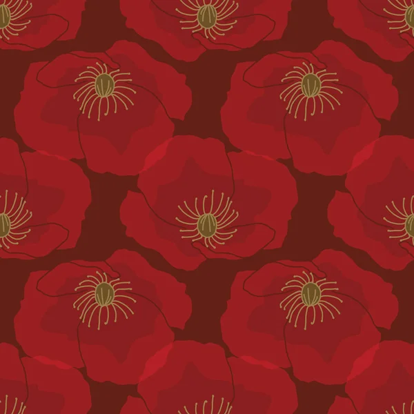 Яркие Цветы Мака Бесшовный Дизайн Шаблона — стоковый вектор