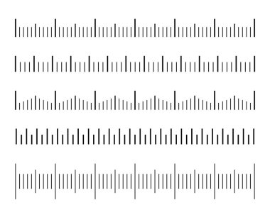 Boyutu göstergeleri üzerinde izole beyaz arka plan ayarlayın. Farklı birim mesafeler. Vektör çizim.