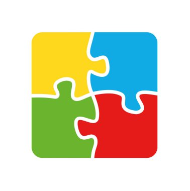 Dört adet düz bulmaca yuvarlak. Logo.