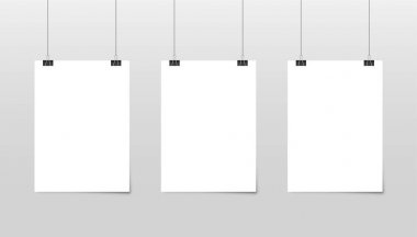 Bir kağıt levha poster şablonu. Asılı Poster Seti.