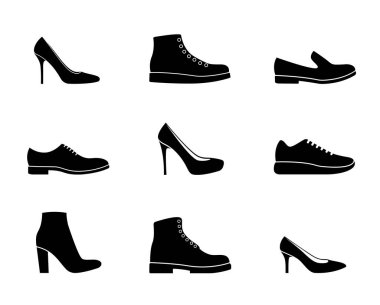Ayakkabı Icons set. Vektör