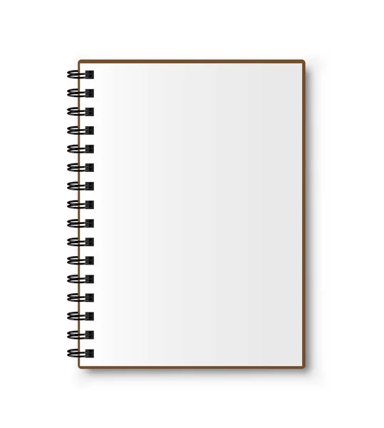 Cuaderno en espiral realista. Bloc de notas en blanco. Vector — Vector de stock