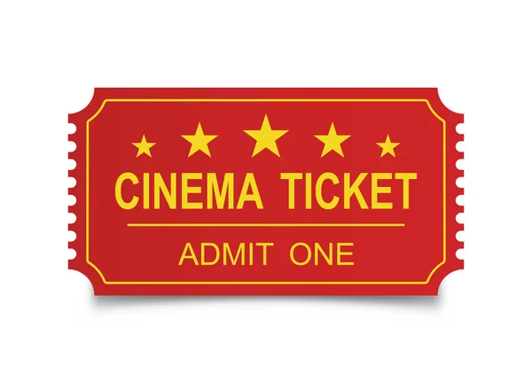 白の背景に現実的な映画館チケット。ベクトル — ストックベクタ