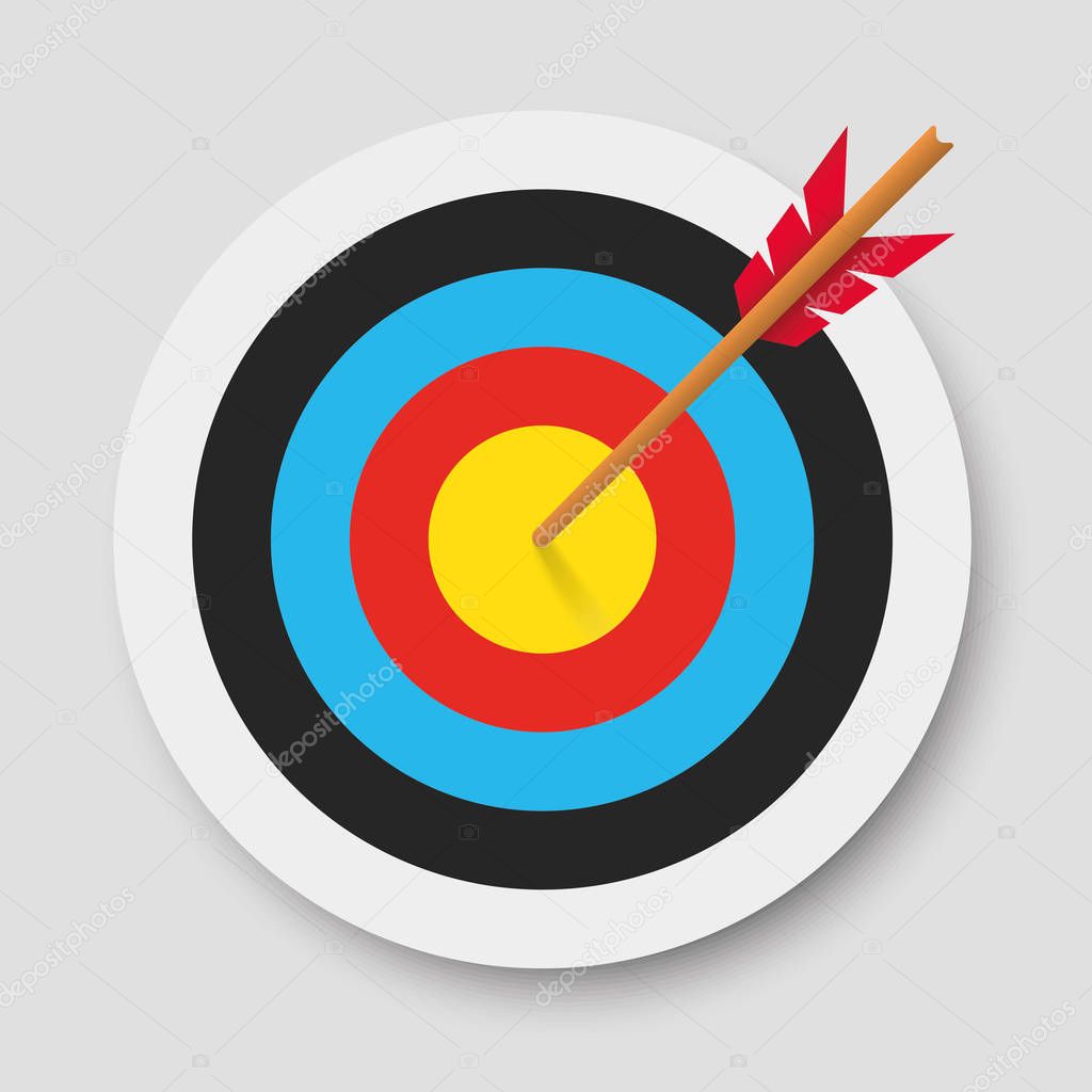 Target with arrow. Archery. Vector illustration.