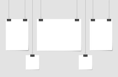 Bir kağıt levha poster şablonu. Asılı Poster Seti.