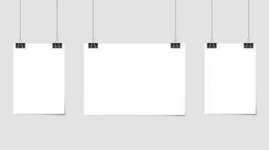 Bir kağıt levha poster şablonu. Poster Seti asılı. Vektör çizim