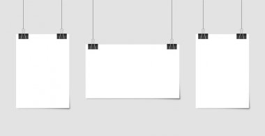 Bir kağıt levha poster şablonu. Asılı Poster Seti.