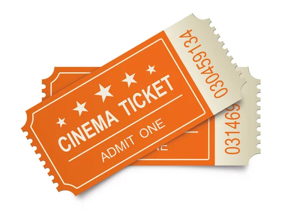 Dos entradas de cine realistas en el fondo blanco. Vector — Vector de stock