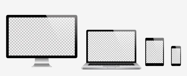 Bilgisayar, dizüstü bilgisayar, tablet, ayarlanan telefon. Vektör çizim