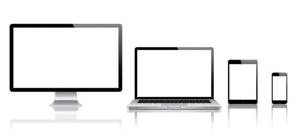 Computer, laptop, tablet, telefoon set. Vectorillustratie — Stockvector