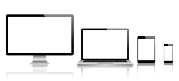 Computador, portátil, tablet, telefone. Ilustração vetorial —  Vetores de Stock