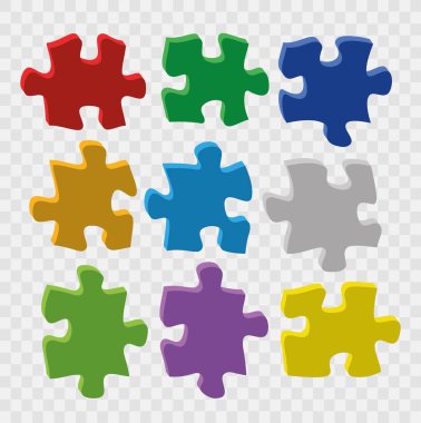 3D puzzle. Vektör çizim