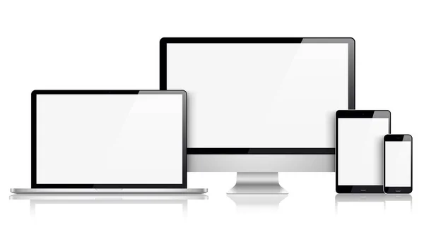 Bilgisayar, dizüstü bilgisayar, tablet, telefon ayarlayın. Vektör çizim