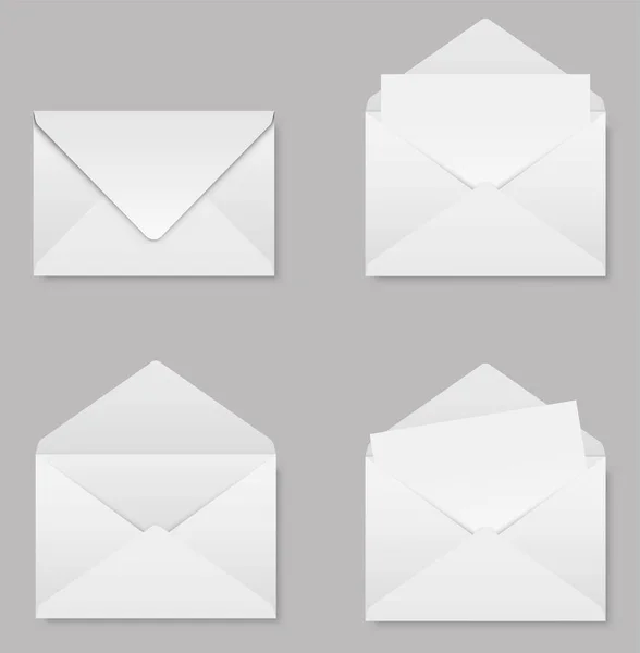 Conjunto de envelopes realistas mockup. Vetor — Vetor de Stock