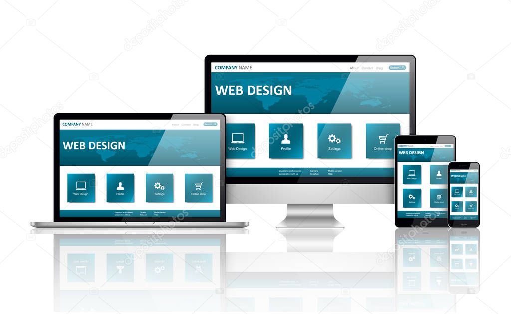 Responsive web design concept. Vector