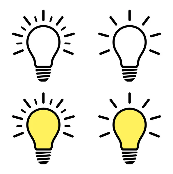 Žárovky sady ikon. světlo lampy. Vektorové ilustrace — Stockový vektor