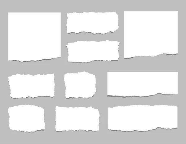 Hojas de papel rasgadas. Tiras de papel rasgadas. Ilustración vectorial — Vector de stock