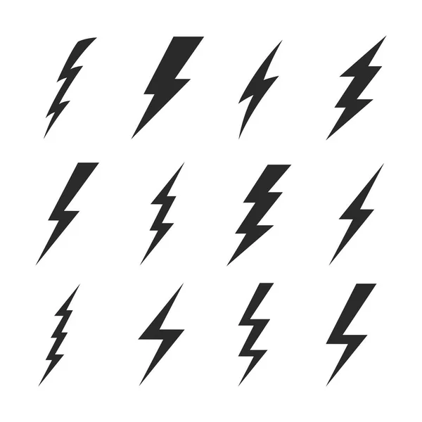 Thunder tecken set. Flash-ikoner. Vektor — Stock vektor